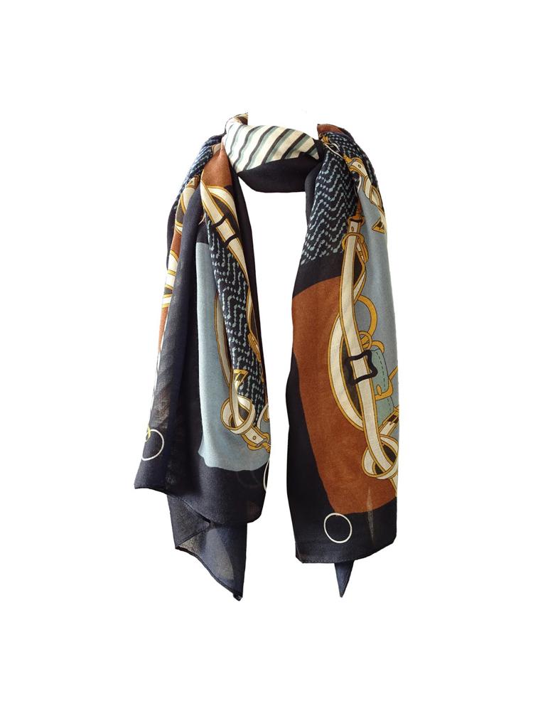 Elegante Damen Schals Pashmina Schals für Corporate Look, Freizeit, Abendkleid, Größe: 90 x 180 100% Baumwolle - Blau