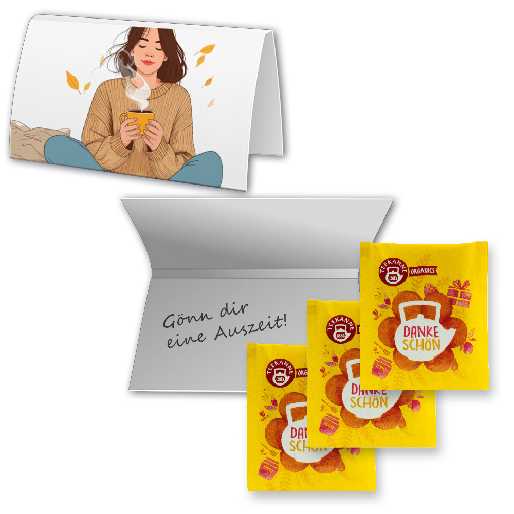 Beuteltee Dankeschön, ca. 1,75g, Werbekarte A6 gefaltet