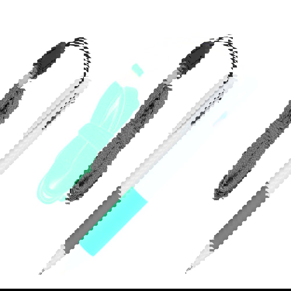 3-Farben-Stift mit Griffzone und Schlüsselband - Weiss / Grün