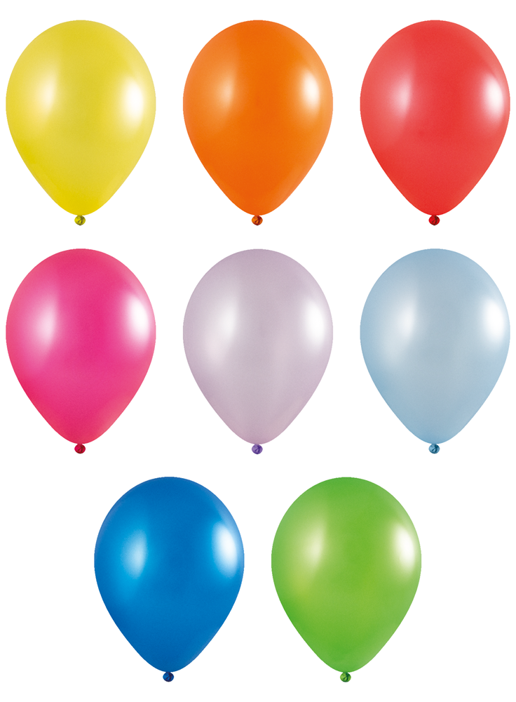 Ballons ohne Druck 85/95 cm - Ø 33 cm - 11 inch - Sortiert Metallic