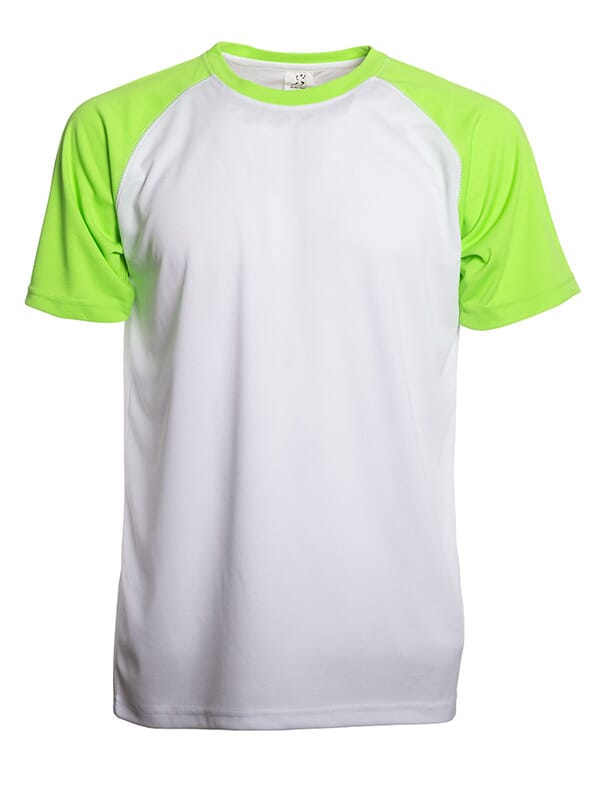 SP Trail T-Shirt, 140 gr/m2, 100% Polyester - Weiss/Fluo Grun