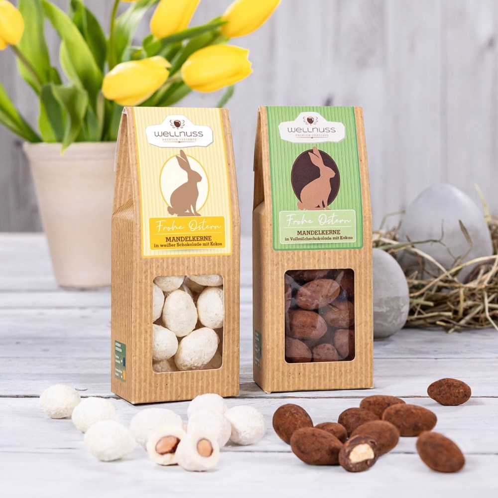 1 Faltschachteln und 1 Mini Faltschachtel im Baumwollsäckchen - Oster-Edition