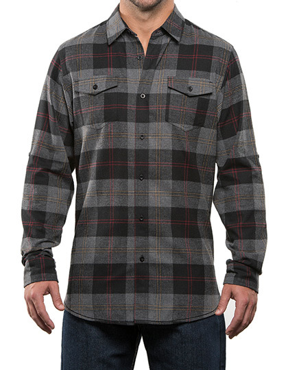 Burnside - Woven Plaid Flannel Shirt - Black - Steel (Checked)