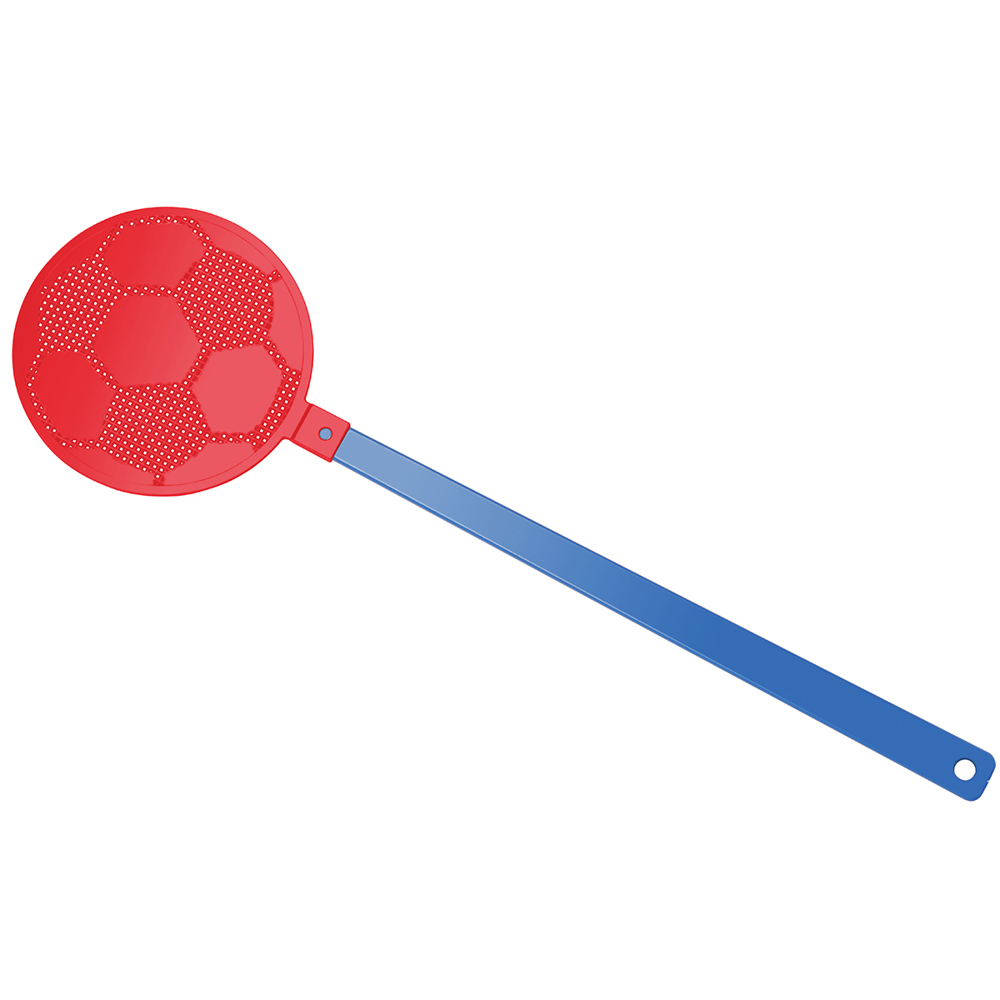 Fliegenklatsche "Fußball" - blau/rot