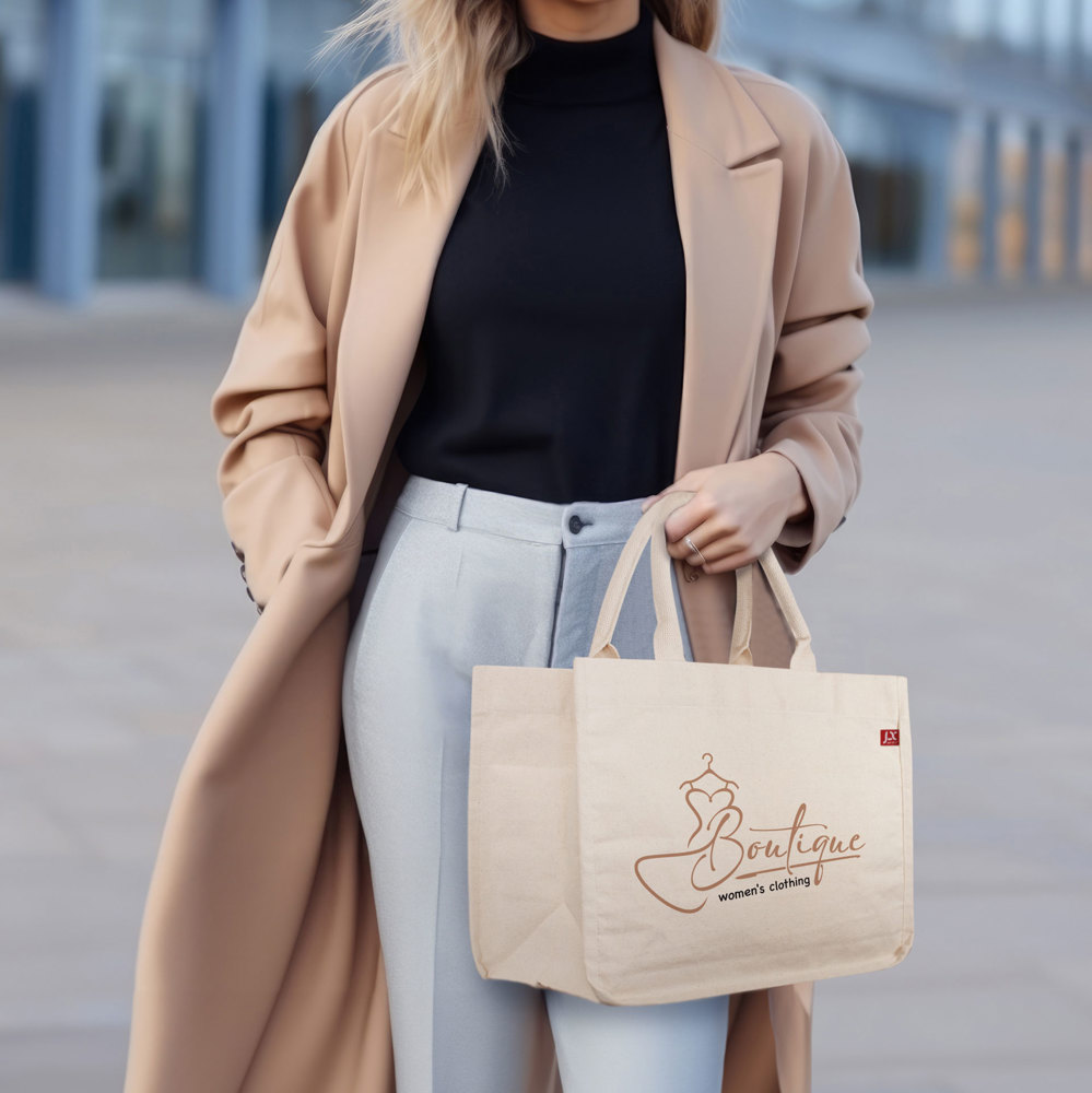 BAMBERG – Canvas-Tasche mit Boden- und Seitenfalten sowie gerollten Henkeln