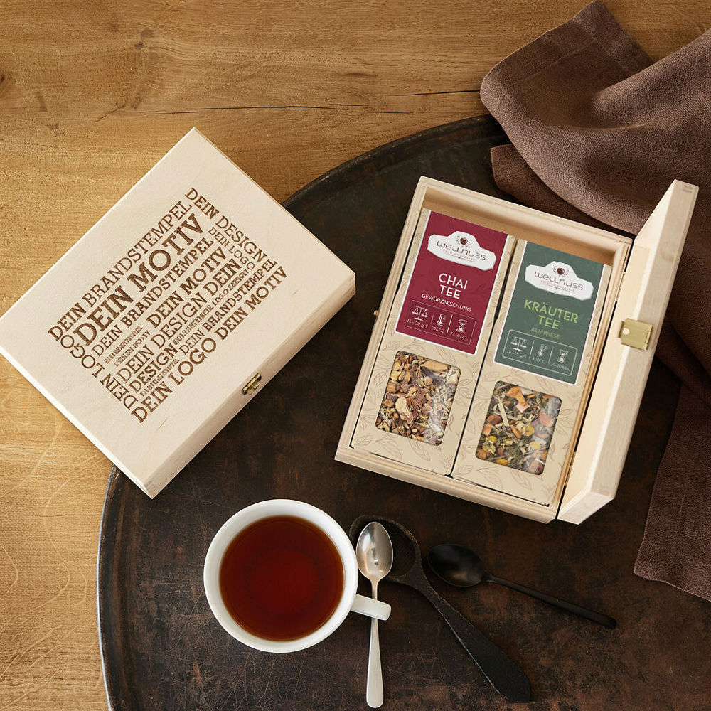 2 Tee Spezialitäten in der Birkenholzbox