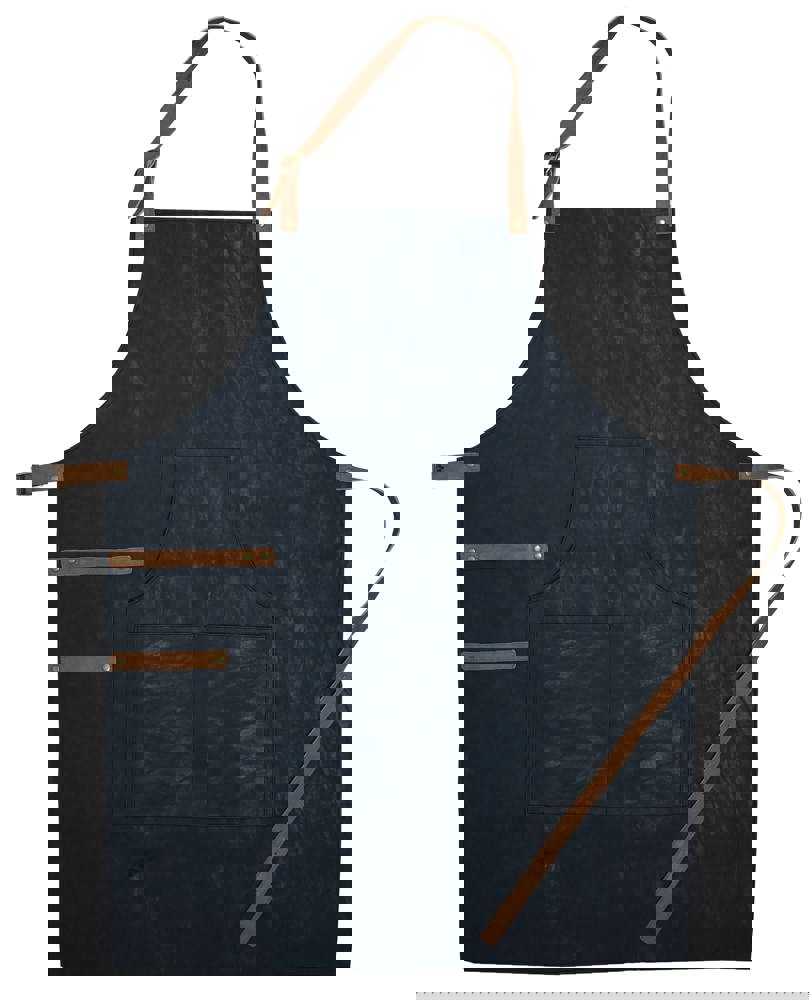 PU Schürze 83x60 cm - Dunkelgrau (PMS Cool Gray 11c) / Braun