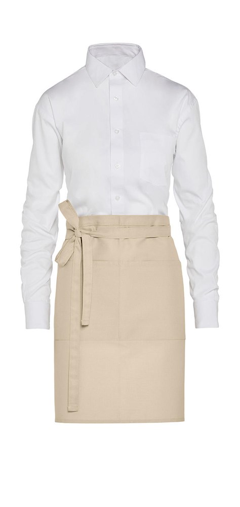 BRUSSELS - Short Recycled Bistro Apron with Pocket - Natural