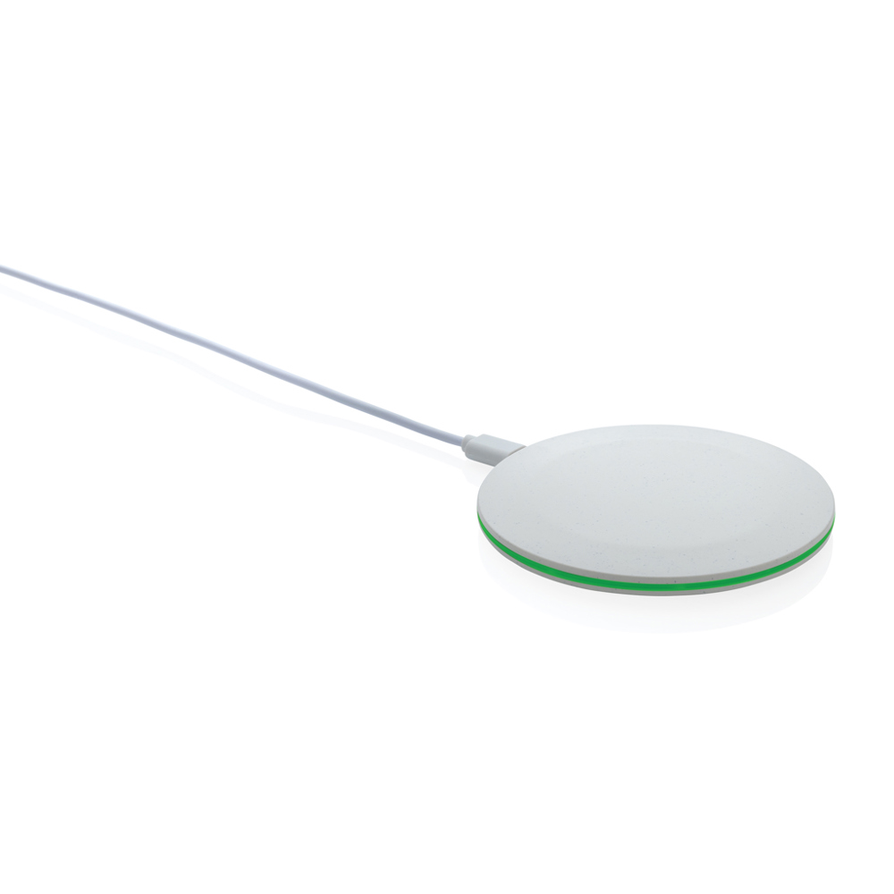 15W-Wireless-Fast-Charger aus recyceltem RCS-Kunststoff - weiß (± PMS White)