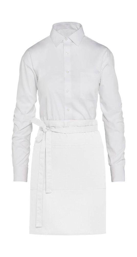BRUSSELS - Short Bistro Apron with Pocket - White