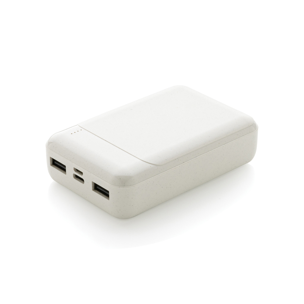 10.000 mAh Powerbank aus RCS Standard recyceltem Kunststoff - weiß (± PMS White)