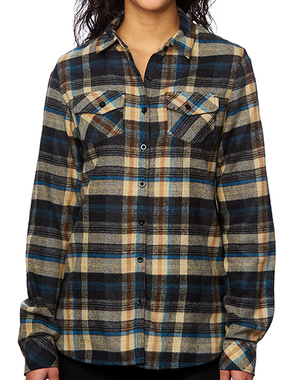 Burnside - Ladies´ Woven Plaid Flannel Shirt - Khaki Check