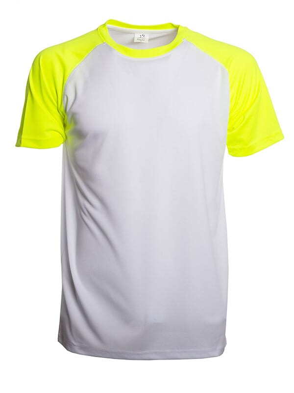 SP Trail T-Shirt, 140 gr/m2, 100% Polyester - Weiss/Fluo Yellow