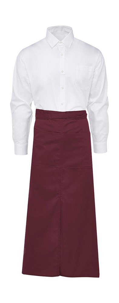 BERLIN Long Bistro Apron with Vent and Pocket - Burgundy