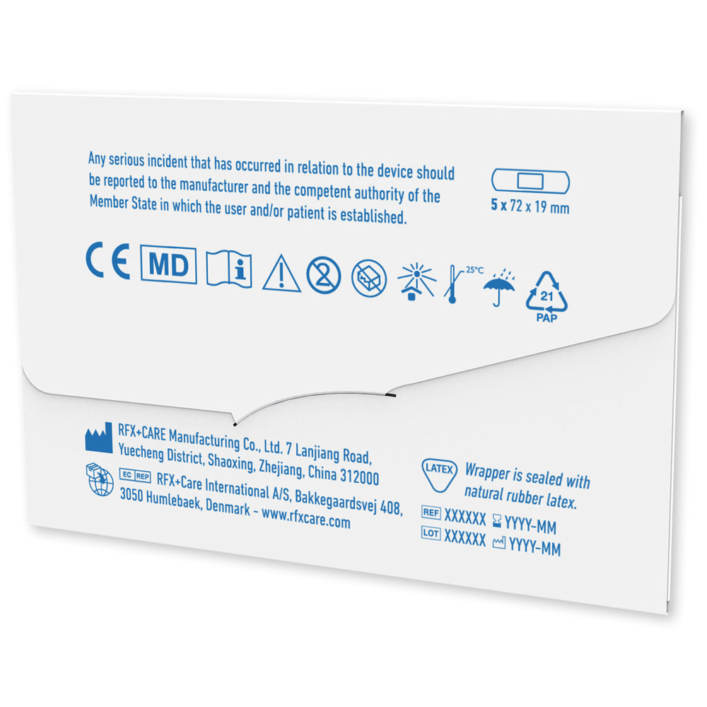 5 Stück individuell gestaltbare Pflaster mit vollfarbig bedrucktem Umschlag aus Kraftpapier