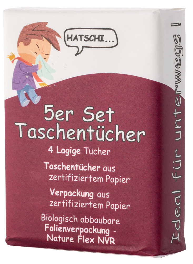 5er Set Taschentücher in Papierverpackung