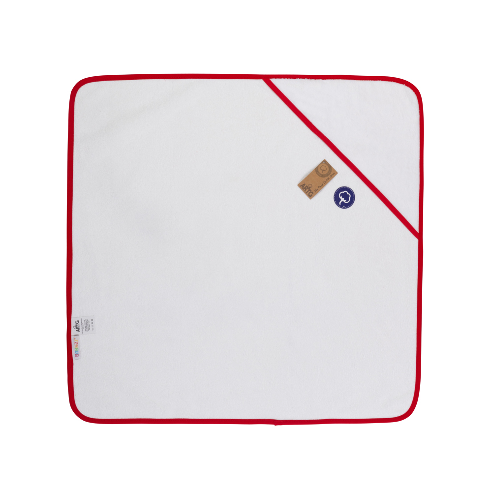 Babiezz® SUBLI Kapuzentuch Weiß/Feuerrot