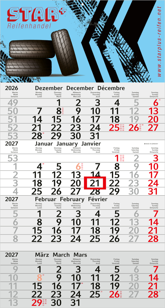 4-Monatskalender Einblatt Budget 4 EXPRESS Schrift modern