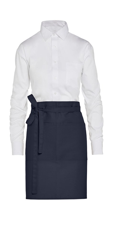 BRUSSELS - Short Recycled Bistro Apron with Pocket - Navy