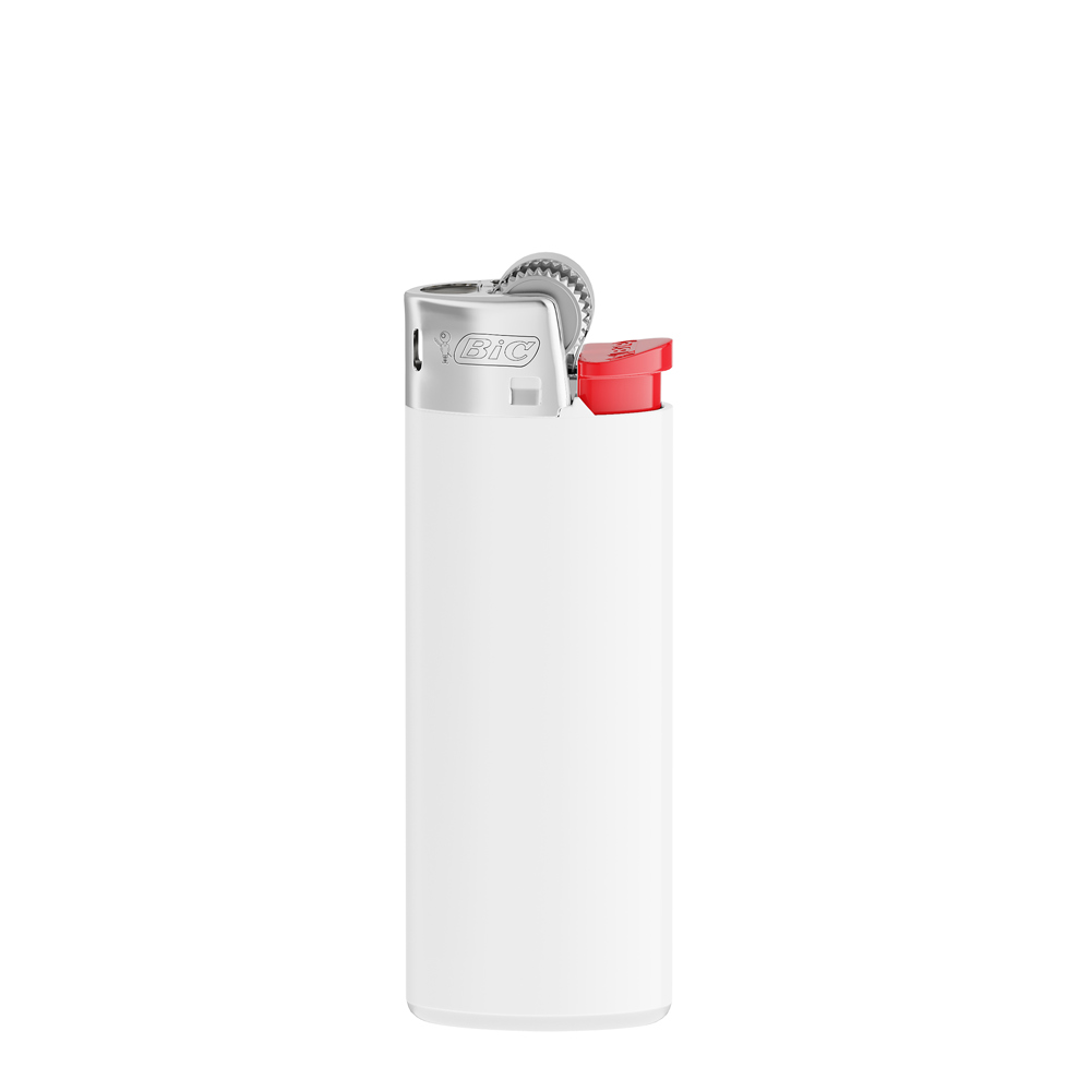 BIC® J25 Standard Feuerzeug - Corpus Opak Weiss/Boden Weiss/Drücker Rot/Chromkappe