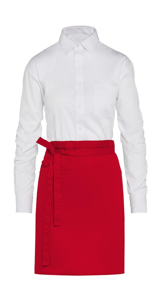 BRUSSELS - Short Bistro Apron with Pocket - Red