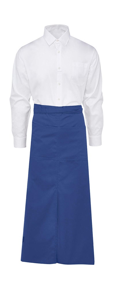 BERLIN Long Bistro Apron with Vent and Pocket - royal