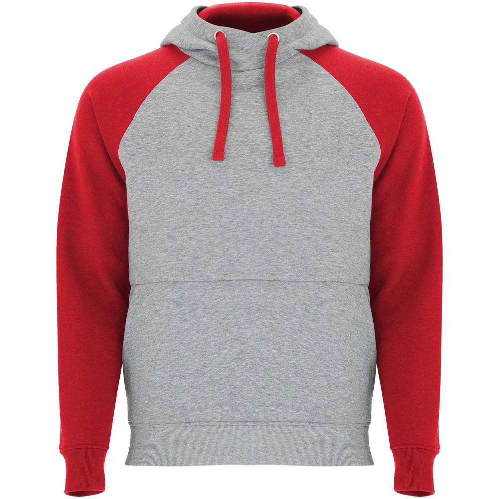 Badet zweifarbiger Kapuzenpullover Unisex - heather grau, rot